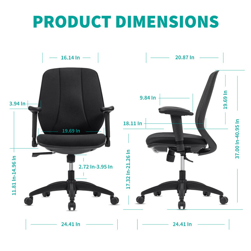Chaise de travail ergonomique en tissu Ireal Premium, Noir