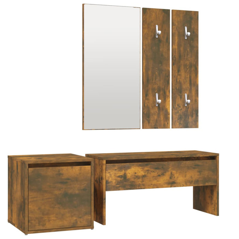 Jojuan vidaXL Hallway Furniture Set Engineered Wood, Smoked Oak