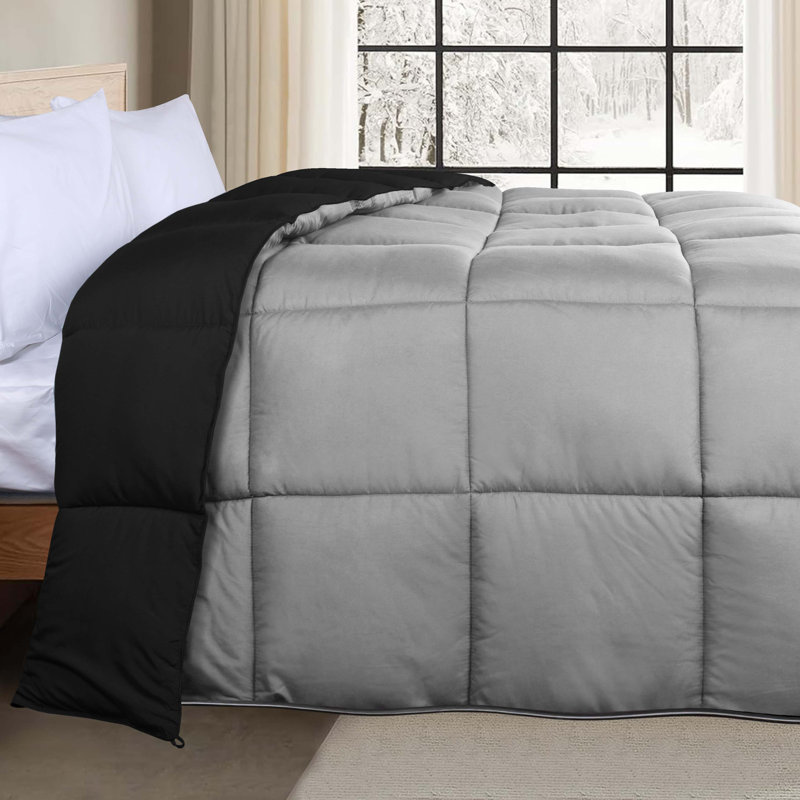 Full Black/Grey Reversible Down Alternative Microfiber Comforter