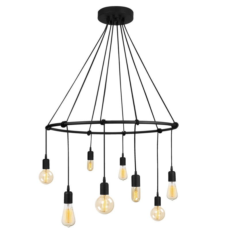 Luminaire suspendu à 8 lumières Hern, Noir