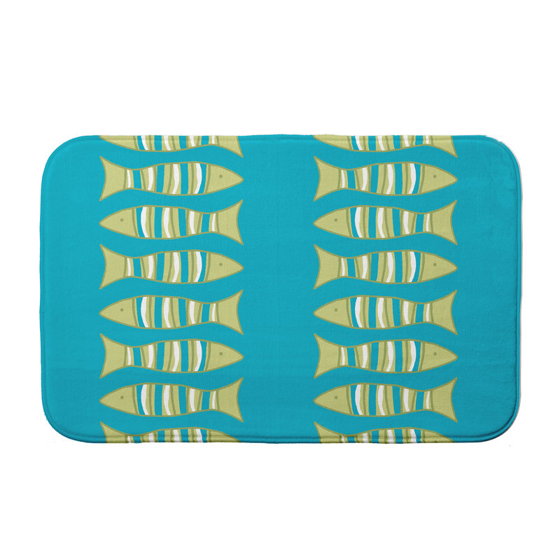 Tapis de bain Dominguez, H 18 po x L 30 po, Turquoise