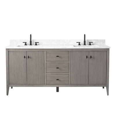 72'' Double Bathroom Vanity with Engineered Marble Top