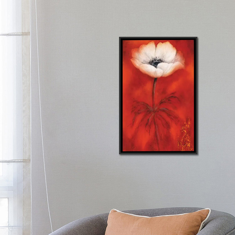 « anemone ii », reproduction sur toile, H 26 po x l 18 po x P 1,5 po, Toile avec cadre noir, Pas de tapis