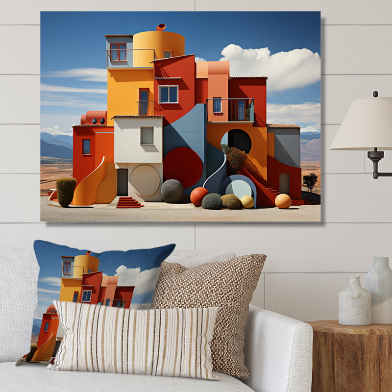 " Landscape Colourful Geometry Building I ", H 30 po x l 40 po x P 1,5 po, Toile tendue