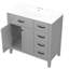 Meuble-lavabo 36 po, lavabo autoportant en bois massif et encastré gris, tiroirs décoratifs pour la maison-1413726557