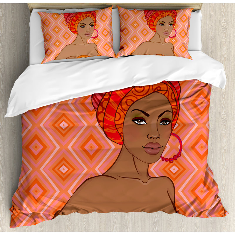 Afro Eclectic Polyester Geometric Shapes Duvet Cover, Queen