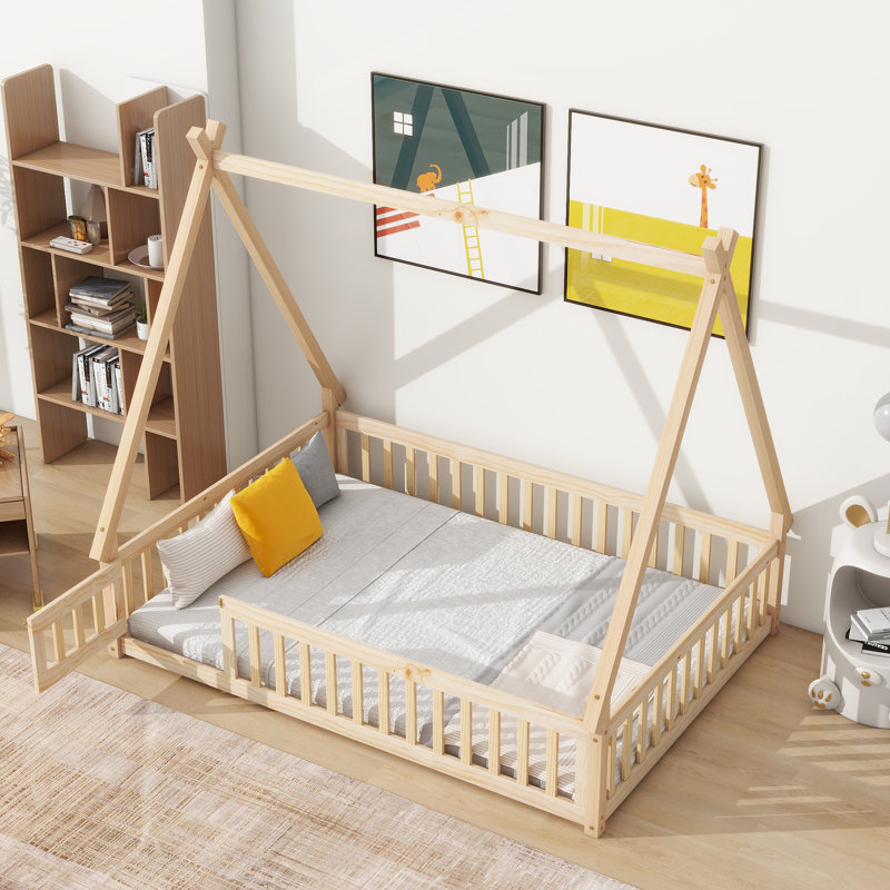 Lit plateforme standard en forme de tente Arik Kids par Harper Orchard, Naturel, Double