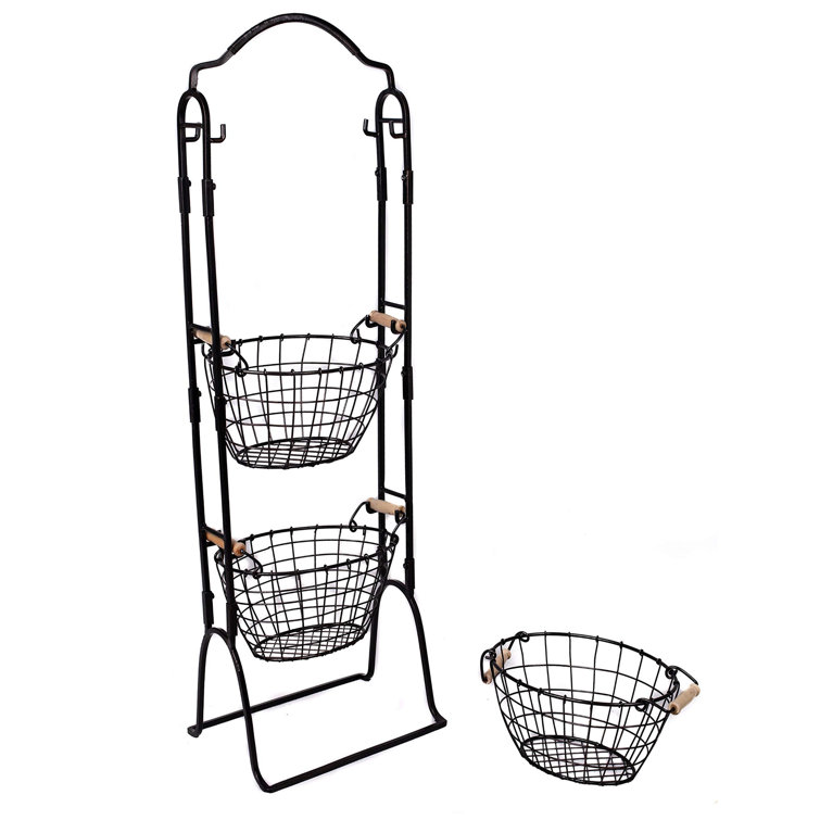 Red Barrel Studio 3-Tier Wire Basket Stand with Removable Baskets - Kitchen Organizer - Fruit Vegetable Produce Metal Hanging Storage Bin for Pantry