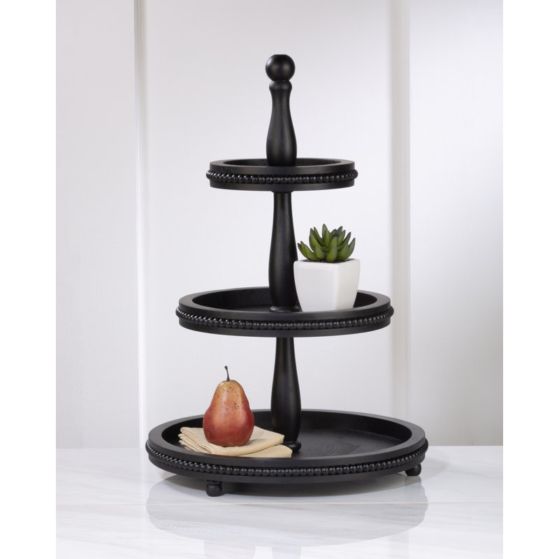 3 Tier Wooden Beaded Display Stand , Black