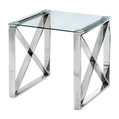 Cochrane Glass Top Sled End Table