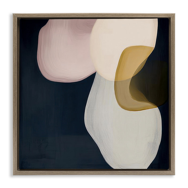 «Neutral Rounded Forms» encadrée par Floater, conception par Irena Orlov, H 25 po x l 25 po, Cadre flottant orme Montalcino