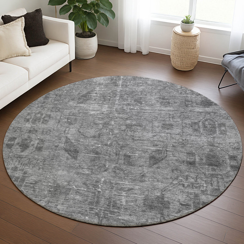 Tapis intérieur / extérieur gris Delaura , 8 pi x 8 pi