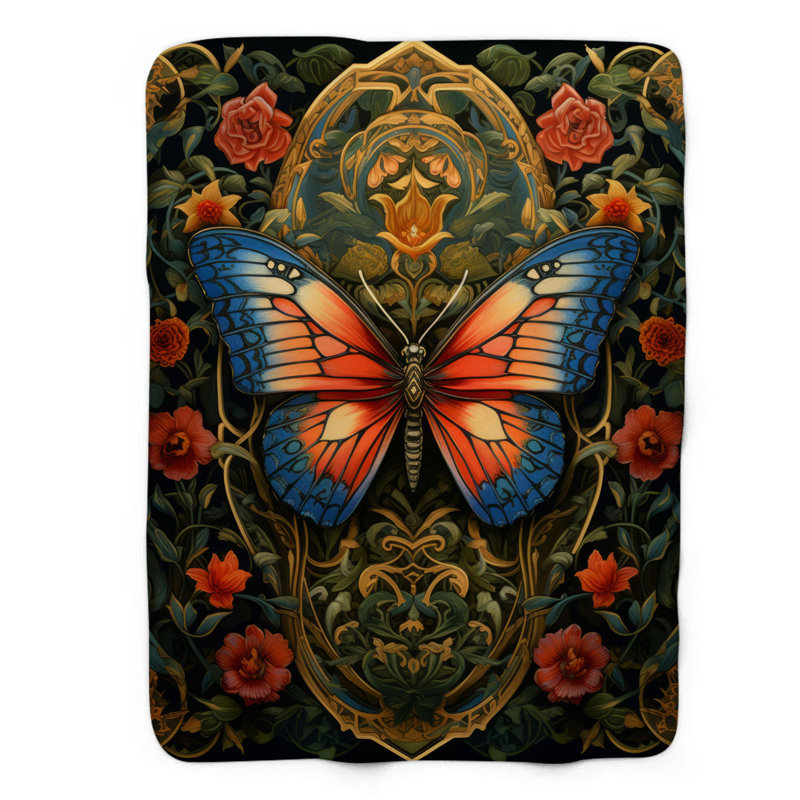 Delicate Butterfly - couverture sherpa de qualité supérieure 1 pièce, Lit simple
