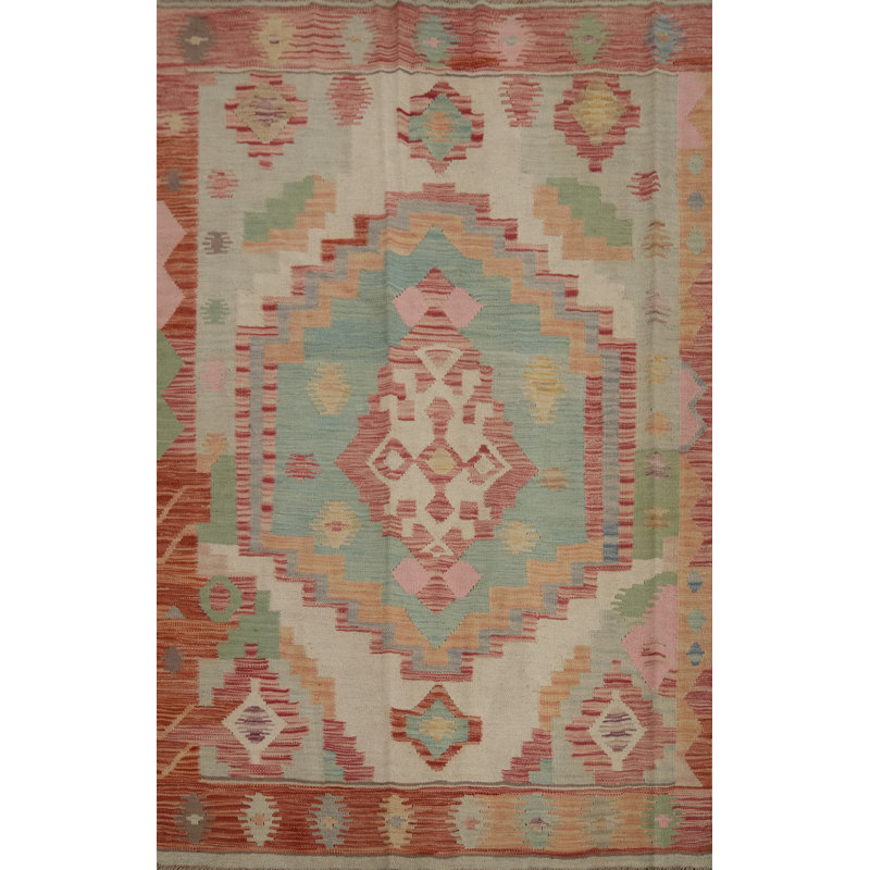 Geometric Patterned Kilim Handwoven Rug 4x6