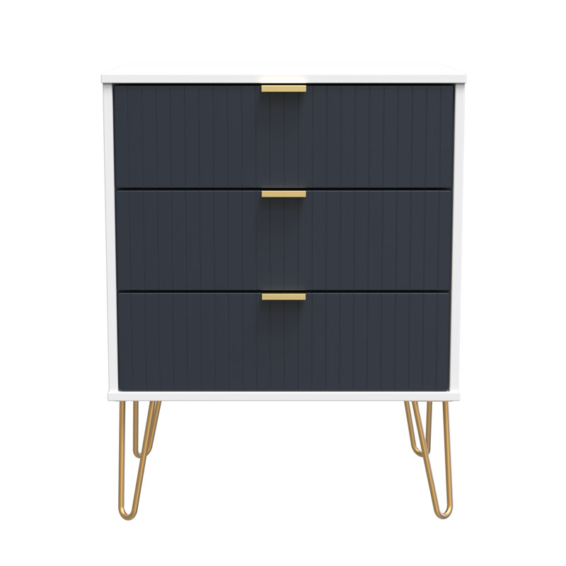 Beranda 3 Drawer Chest (Ready Assembled), Indigo Matt/White