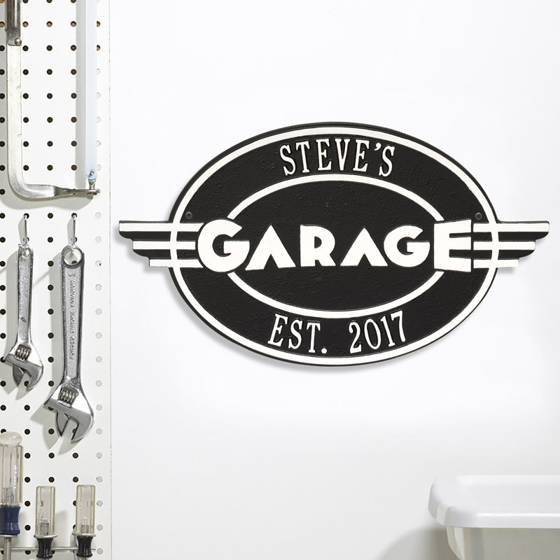 Décoration murale à plaque personnalisée garage Moderno, Noir / Blanc, Oui