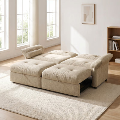 81.5" Tufted Convertible 2-in-1 Chenille Sofa Bed