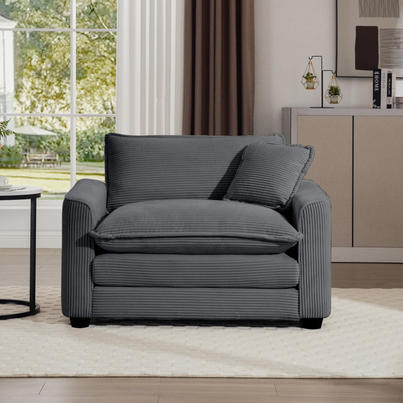 Canapé moderne à assise profonde en tissu velours côtelé moderne avec un coussin, plusieurs occasions club