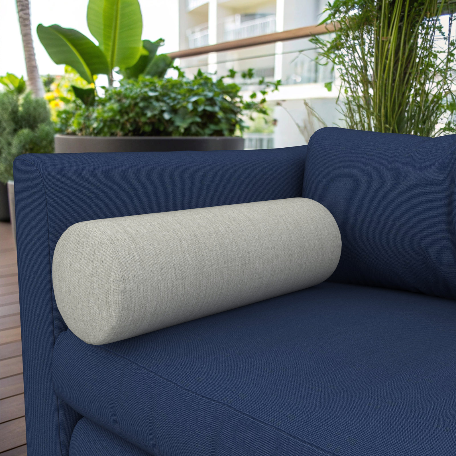 Amala Sunbrella® Throw Pillow, Canvas Granite