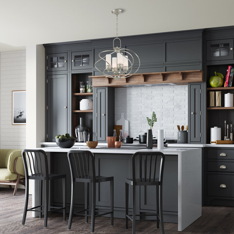 Wallasey 4 - Light Unique/Statement Pendant, Brushed Nickel