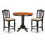 Ensemble de table de salle à manger 5 pièces à hauteur de comptoir comprenant une table de cuisine ronde avec piédestal et 4 chaises de salle à manger rembourrées en tissu de lin, 36 x 36 pouces, acajou-1269312308-1265791597-1309328922
