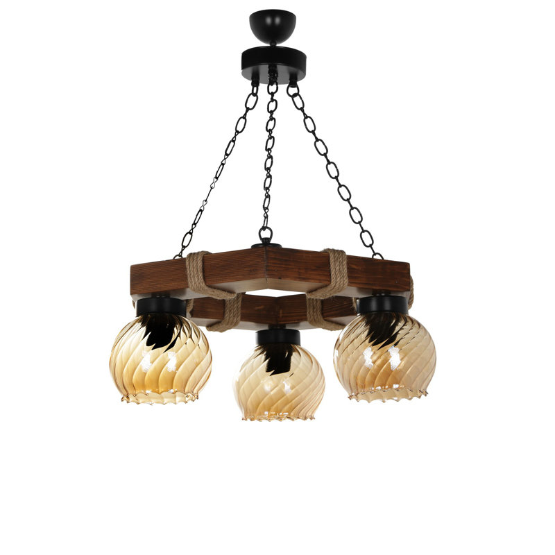 Lustre unique à 3 lumières Cade, Brun foncé