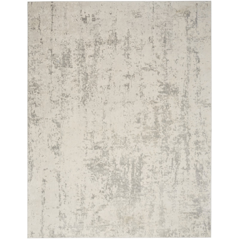 Quam Abstract Modern Machine Woven Area Rug in Cream/Gray, Rectangle 7'10" x 9'10"
