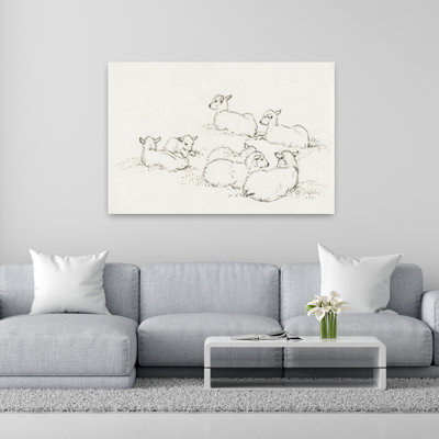 «Six Agneaux couchés», art mural rétro rétro