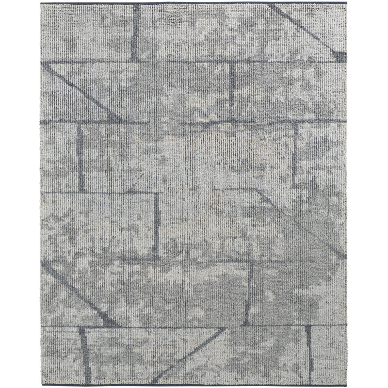 Alford Wool Abstract Area Rug in Gray, Rectangle 8'6" x 11'6"