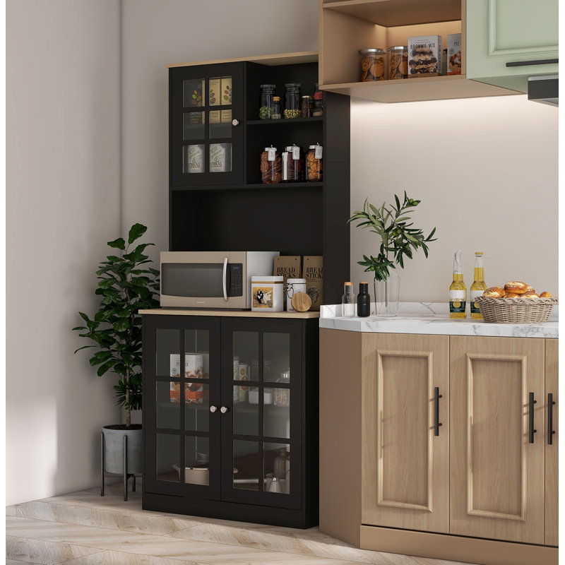 72 "Freestanding locker with large countertop, glass door and adjustable shelf,black