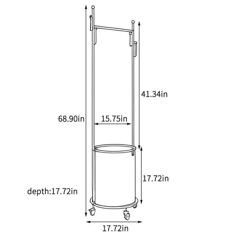 Round - Hook Coat Rack with Wheels Sturdy Frame, Ivory/Gold