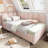 Twin Size Upholstered Daybed with Pull-Out Trundle, Velvet Finish and Metal Slatted Frame for Adults and Kids.-87773106