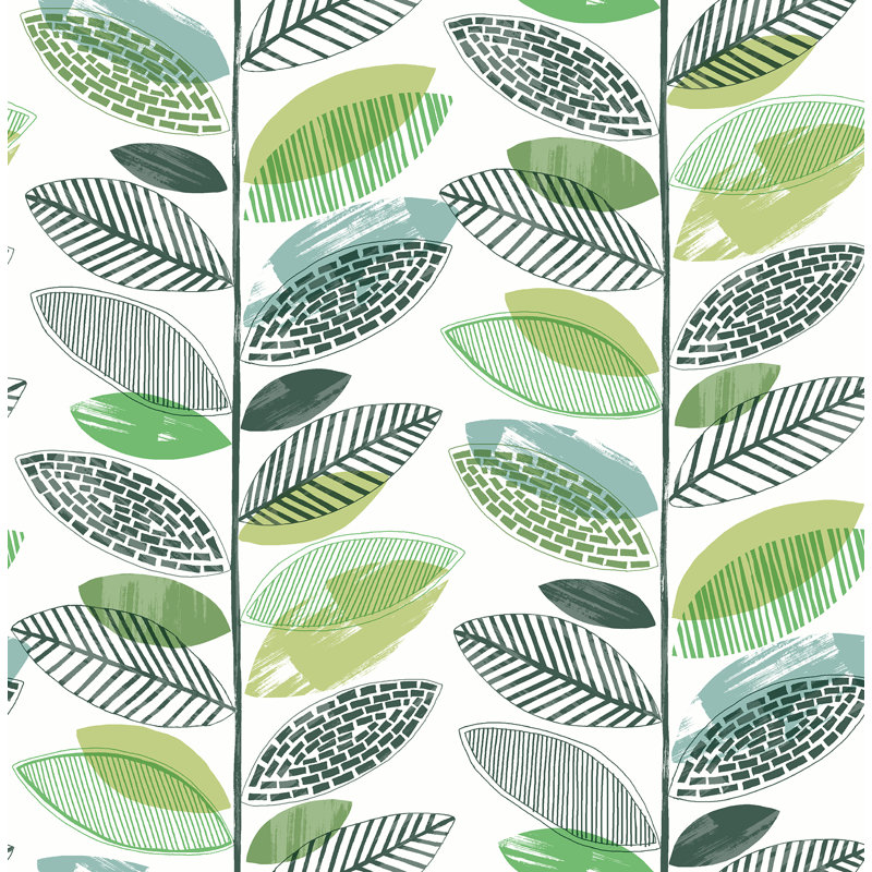 Papier peint feuilles vertes Araina, Vert