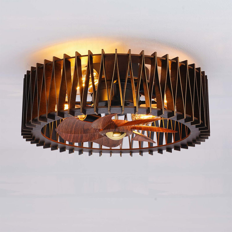 Ventilateur encastré moderne 20 pouces avec télécommande, 6 vitesses, moteur à courant continu silencieux pour le salon, la chambre à coucher et la cuisine - Bois