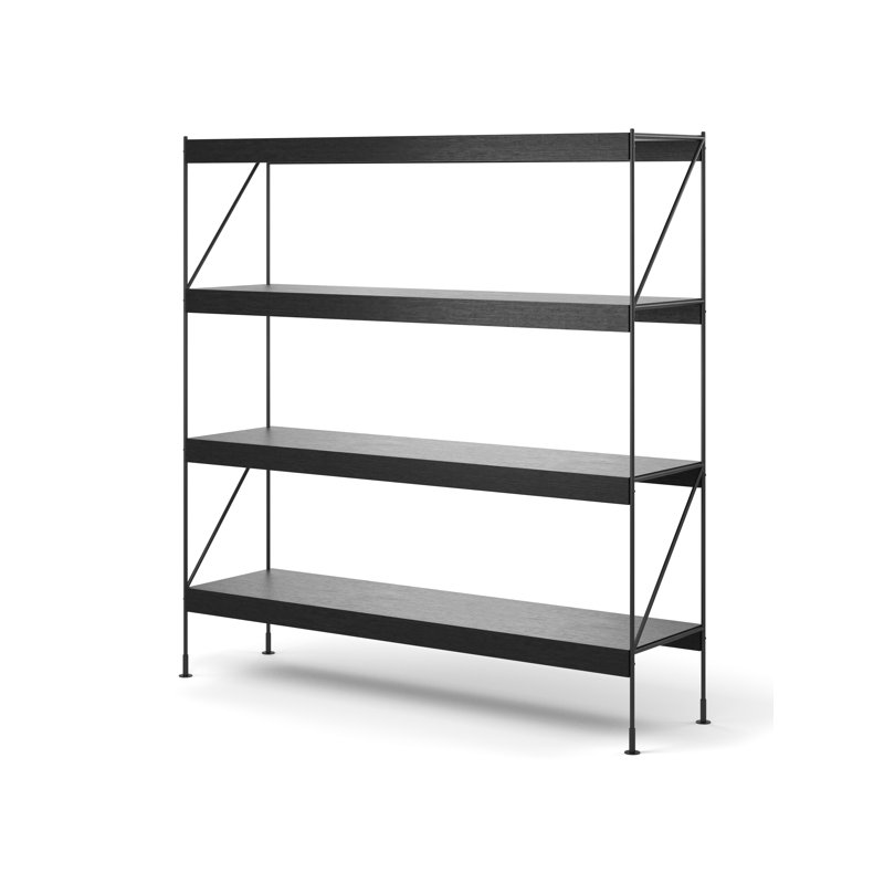 Zet Bookcase, (4 Shelves) 62.2" H x 60.2" W x 15.7" D, Black Oak