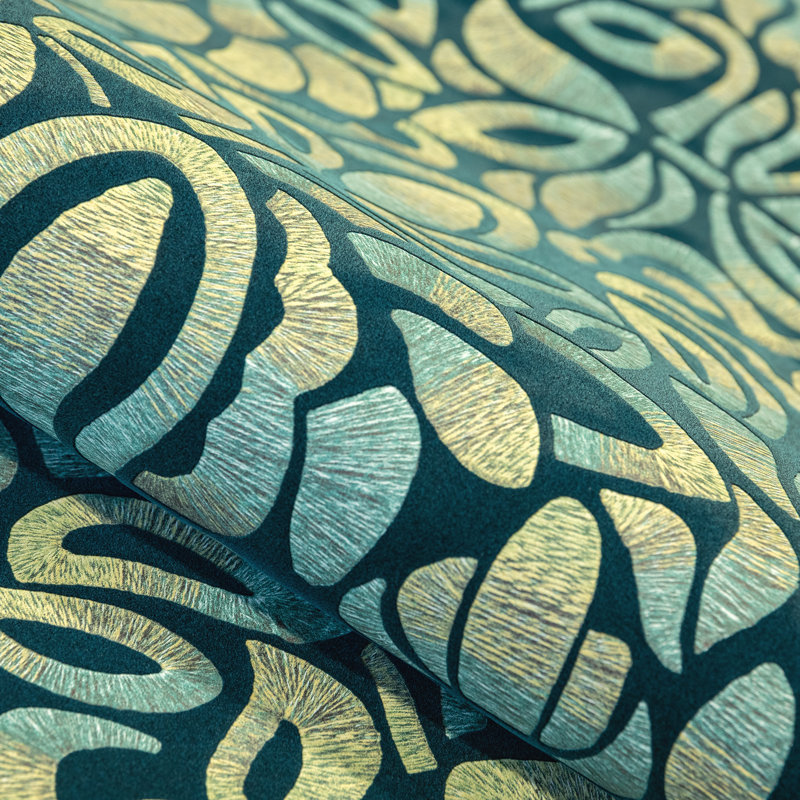 Pepper Embossed Fabric Brussels Lace Lana Wallpaper Roll, Green