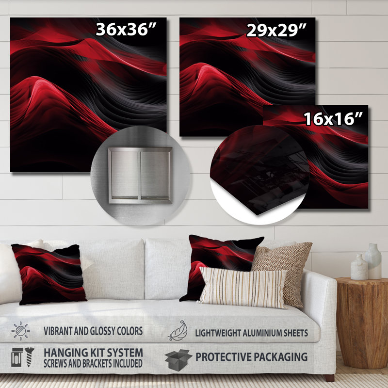«Red Black Contemplative Abstraction» sur métal, impression, H 23 po x l 23 po x P 1 po