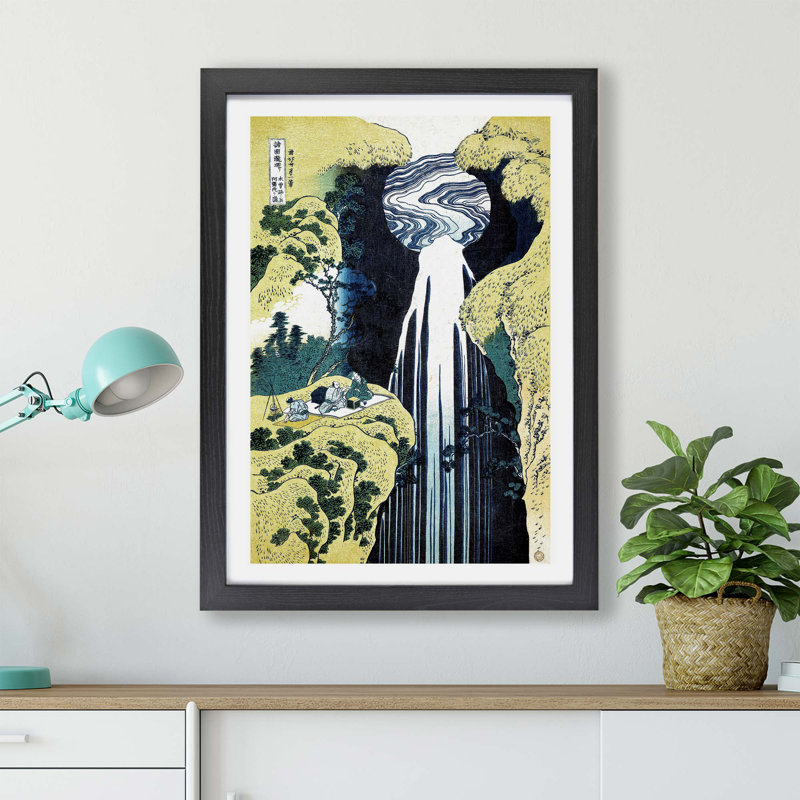 The Waterfall Of Amida Behind The Kiso Road by Katsushika Hokusai - Single Picture Frame Painting, 45cm H x 63cm W x 2cm D