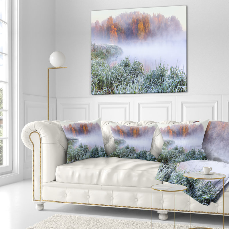 Coussin panoramique paysage, 18 po x 18 po, Coussin décoratif