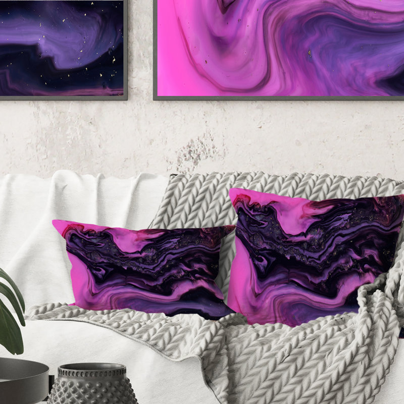 Coussin 12 "x 20", rose et noir