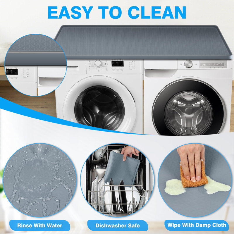 Gray Silicone Non-Slip Washer and Dryer Top Protector