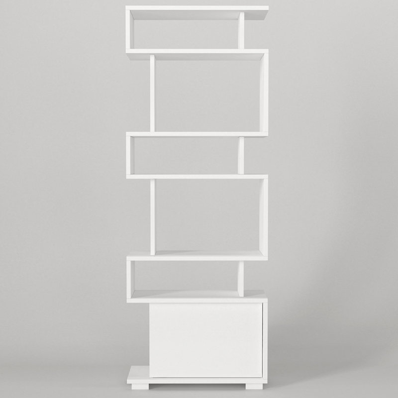Jaoni 163cm H x 60cm W Geometric Bookcase, White/White
