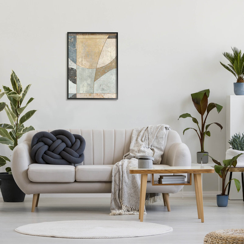 «Neutral Tones Curved Shapes», art de la giclée encadrée par Suzanne Nicoll, H 30 po x l 24 po x P 1,5 po