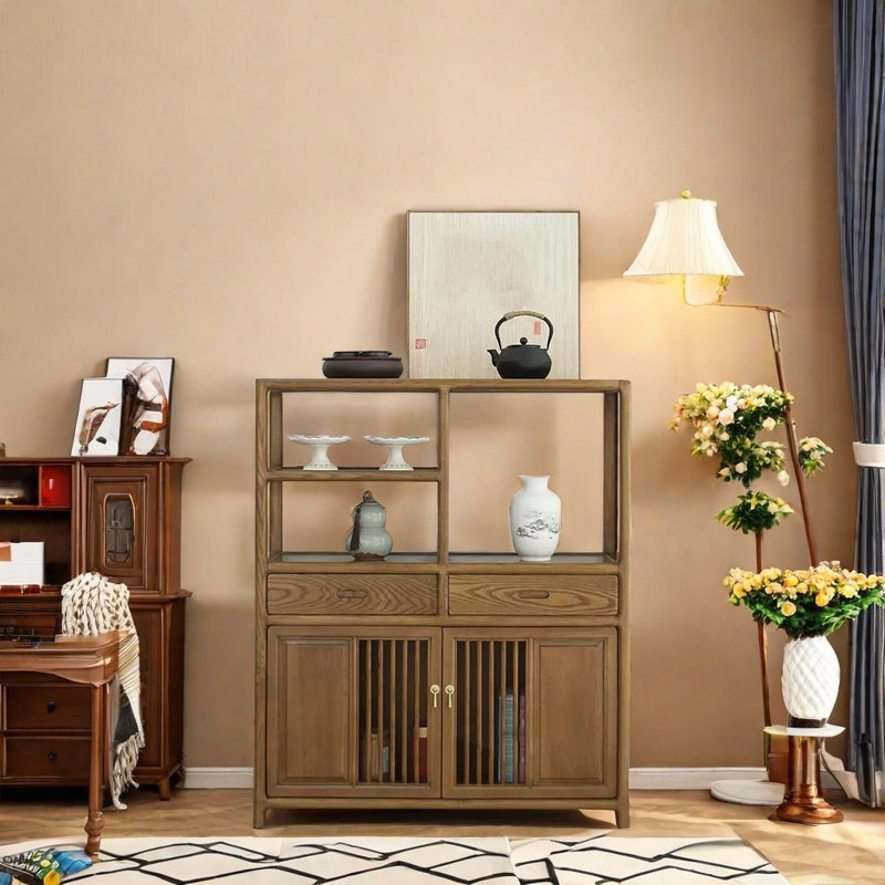 Solid Wood Storage Accent Cabinet, Walnut