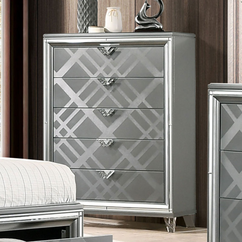 Commode en acrylique de style contemporain avec pieds en acrylique en relief à motif de losanges en relief de style contemporain