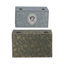 S / 2 boîtes décoratives avec un portrait de femme floral gris sur le petit et un motif floral olive sur le grand