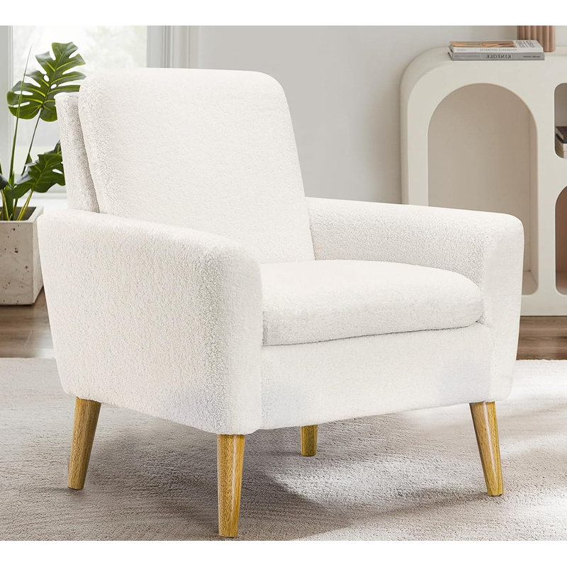 Cristyle Upholstered Arm Accent Chair, White Teddy
