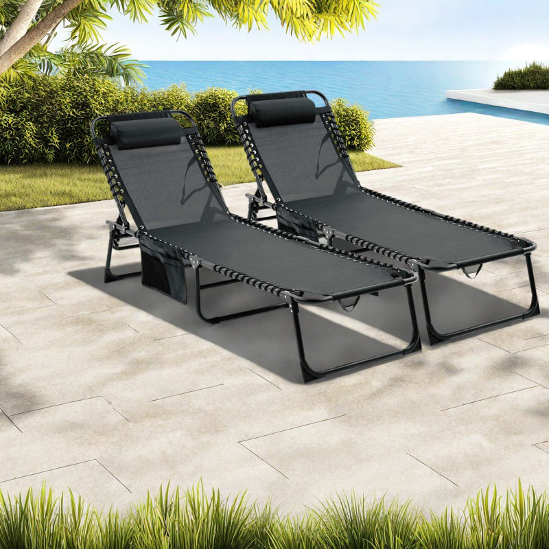 Chaise longue portative en acier portable, de style moderne, pour la piscine et la plage