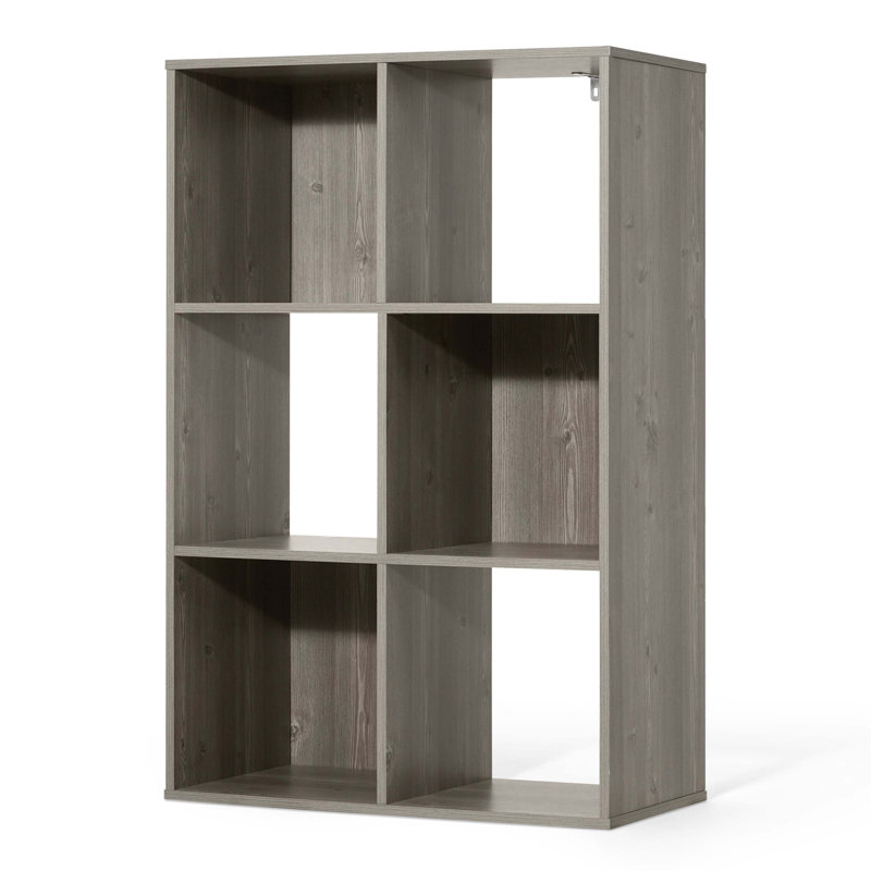 Étagère de rangement à 6 cubes, cloison de rangement pour la maison avec dossier, bibliothèque de rangement de 11 pouces, chêne gris rustique 