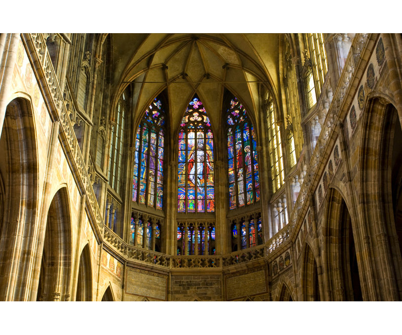 St. Vitus Cathedral Interior, Prague Czech, 12" H x 18" W